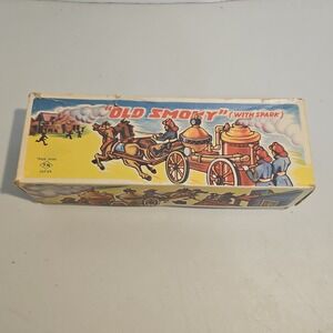 1950s Old Smoky Tin Fire Wagon w/ original box Made in Japan